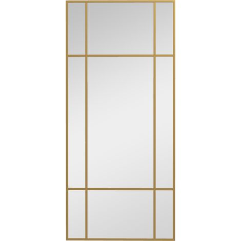 Espejo mural decorativo 110 x 50 cm con marco metálico dorado (1/5)