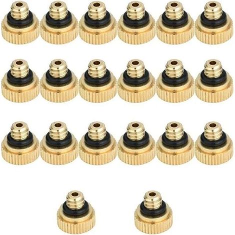 Lot de 20 buses de brumisation en laiton 0,4 mm – économique en eau – pour systèmes de refroidissement extérieur et serres (1/4)