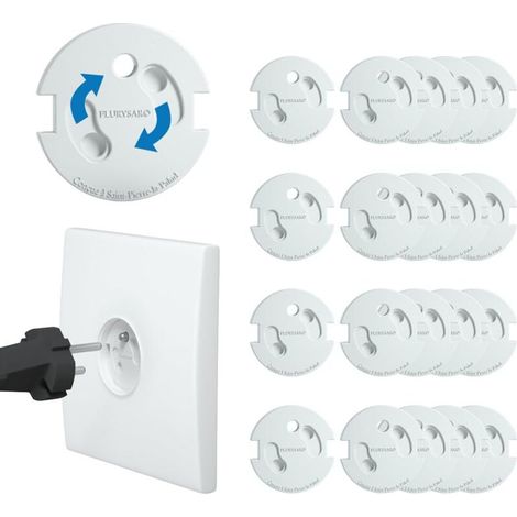 royaluxe -20pcs Cache Prise Bébé Français - Révolutionnaire Protections Électrique : Mécanisme Tournant Adhésif 3M (sans Clés) pour la Sécurité Enfant domestique, Couvercle de la Prise Courant Protect (1/5)
