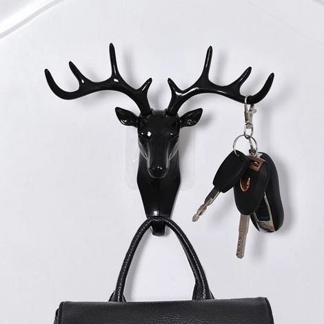 Crochet mural Vintage tête de cerf bois pour accrocher vêtements chapeau écharpe clé cornes de cerf cintre support décoration murale noir