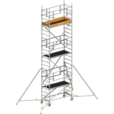 Layher Rollgerüst Uni Leicht P2 Safety Plus mit Doppelgeländer und ausziehbaren Gerüststützen 7,10m AH (1/3)