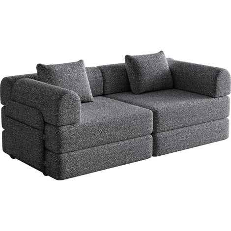 CAIziCanapé-Lit Chenille 2-en-1 avec Rangement Accoudoir Métal Modulable (1/5)