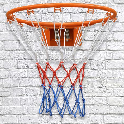 Canestro da basket da parete 45 cm in metallo arancione con rete e doppia molla – MEUBLIV (1/5)