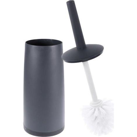 Brosse WC en plastique avec support noir manche épais poils denses et doux pour nettoyage complet salle de bain, maison et hôtel (1/5)