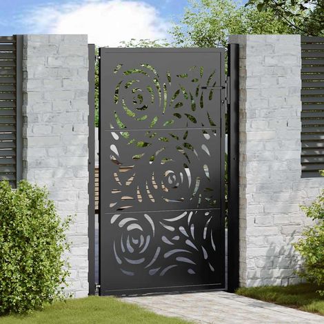 Gartentor Schwarz 100x150 cm Stahl Flammendesign