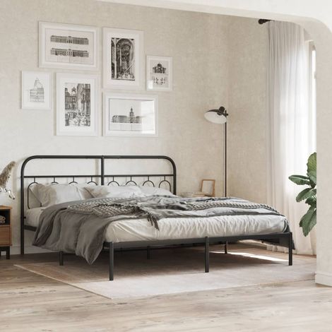 Estructura cama sin colchón con cabecero metal negro 183x213 cm vidaXL (1/5)