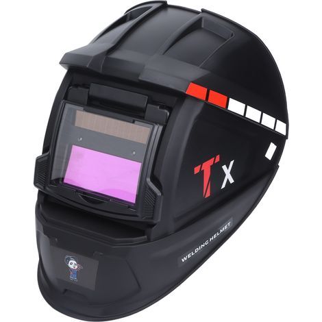 Automatic welding helmet, large flip-up front welding helmet, solar-powered automatic adjustable visor, suitable for TIG and MIG welding (black) (1/5)