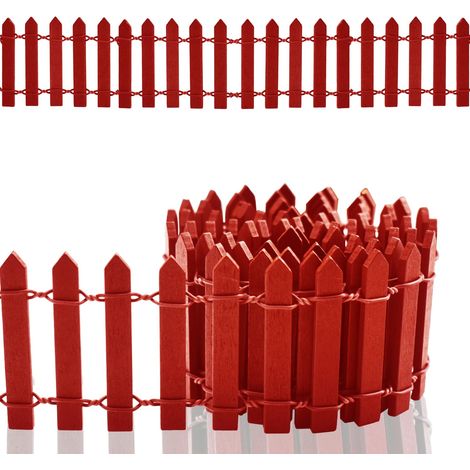 Clôture de Jardin Miniature en Bois Flexible - Décoration de Jardin Barrière 100 X 5 Cm (Rouge) (1/5)