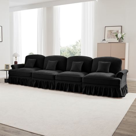 Sofá 4 plazas Dos diseños extraíbles Chenille Cómodo color Negro (1/4)