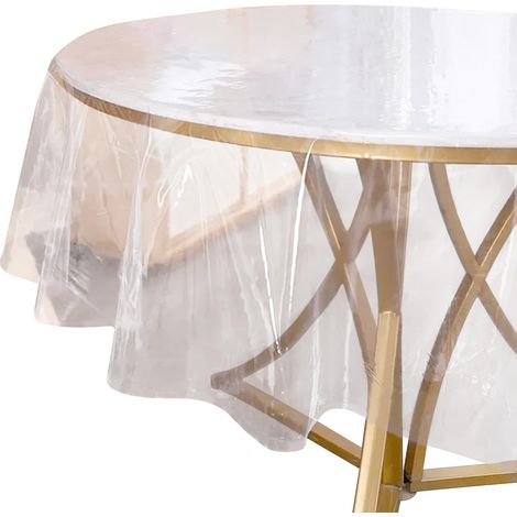 Film de table transparent et rond, en PVC, pour extérieur, 80, 120, 140, 150 cm, protection de table ronde (153 cm) (1/5)