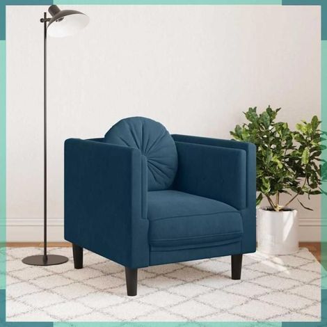 372630 Fauteuil avec coussin bleu velours (1/5)