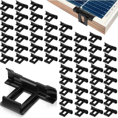 200 Clips de Drainage pour Panneau Solaire Clip d'Élimination de la Boue pour Panneaux Photovoltaïques Panneau Photovoltaïque Clips de Nettoyage PV Accessoires pour Drainage, Noir (30 mm) (1/5)