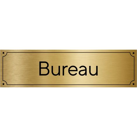 Plaque de porte gravée pour Bureau en pvc aspect argent brossé ou or brossé .- Or brossé - (1/5)