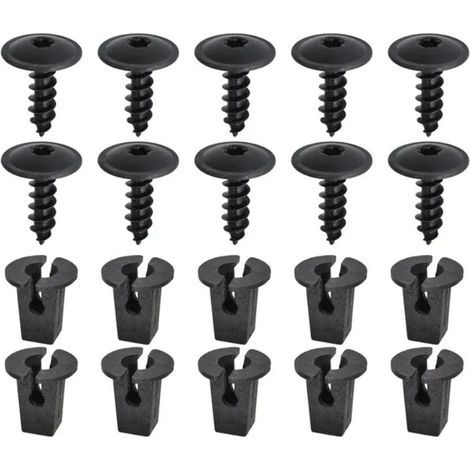 Lntyq Ensemble de clips de fixation pour voiture, 20 Pièces Vis Tôle Pour Garde, Vis Ailes Sous Le Capot Du Moteur, Agrafes Carrosserie pour Pare-Chocs Porte de Voiture Fender Push Kit de Remplacement