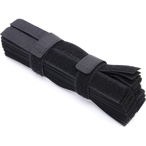 50 pièces Lot de serre-câbles réutilisables en fil pour câbles et cordons, Noir (1/2)