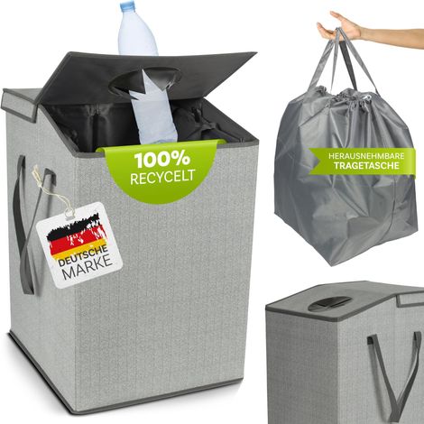 Rangement de bouteilles consignées avec sac de transport et couvercle XXL de 110 l avec trou pour bouteilles – Récipient de collecte pour les produits vides et les verres usagés (1/5)