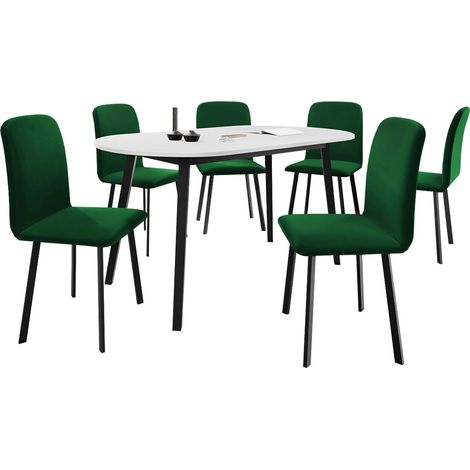 Conjunto de mesas y sillas para comedor Edmond 121, Amor Velvet 4311, 77x80x150cm, Diámetro: 0, Número de asientos: 6, Estilo: Contemporary