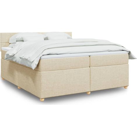 Boxspringbett mit Matratze Creme 200x200 cm Stoff