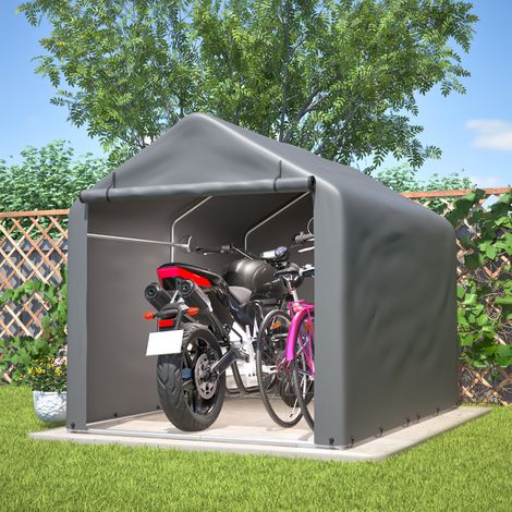 Fahrrad-Gerätehaus 160x220x165 cm Grau – Rolltor, wasserdichtes PE (1/5)