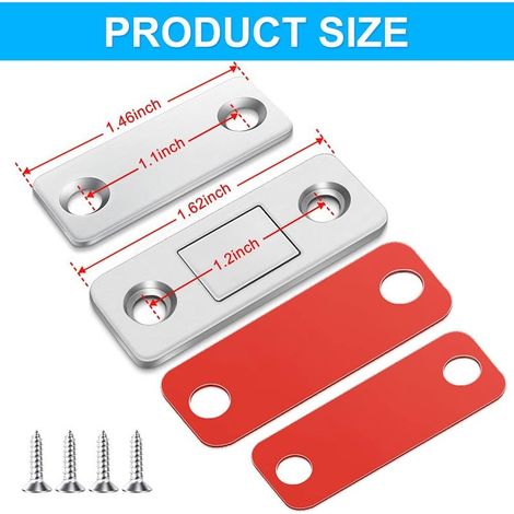 Lot de 4 loquets magnétiques ultra minces en acier inoxydable pour porte de placard de cuisine,armoire,tiroir GROOFOO (1/4)