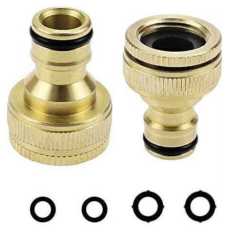 2 raccords de robinet en laiton pour robinets 1/2" et 3/4" raccord 2 en 1 pour tuyau d'arrosage adaptateur de robinet (1/5)