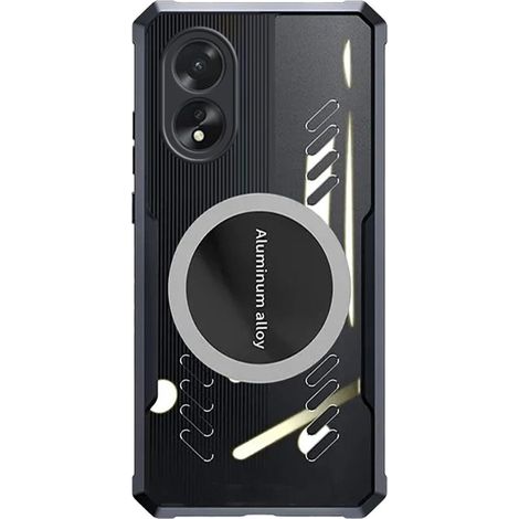 Étui pour Oppo A38 / A18, avec plaque magnétique, transparent / noir (1/5)