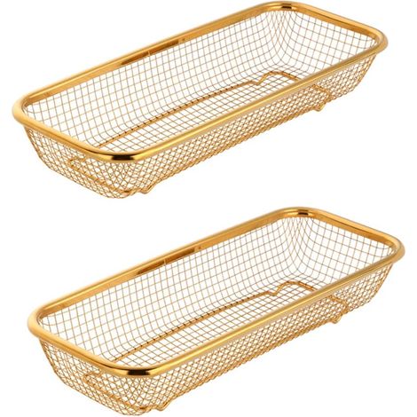 BuyGo Lot de 2 organiseurs tiroir cuisine en acier inoxydable doré pour ranger les ustensiles - (1/5)