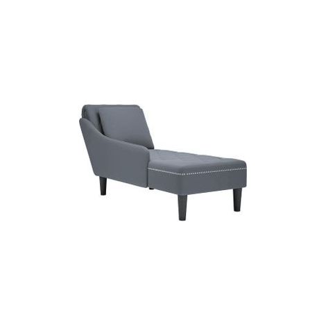 Fauteuil long et coussin et accoudoir droit gris foncé velours (1/5)