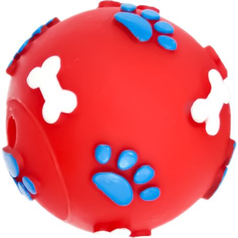 Giocattolo in gomma Pet Nova - palla con motivo a zampa e osso, rossa, 6 cm (1/5)
