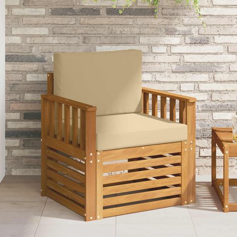 Outdoor-Sofagarnitur Massives Akazienholz und Polyester Natur (1/5)