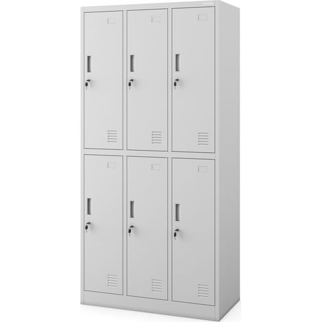 Armoire à 6 portes IGOR, 900 x 1850 x 450 mm, gris