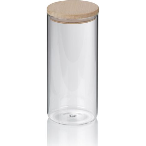 Recipiente de cocina Kela Amelie, vidrio de borosilicato, tapa de madera, diámetro 10 cm, altura 22 cm, 1,5 l (1/5)