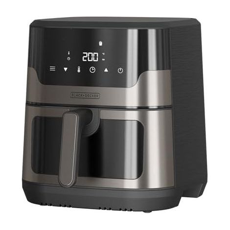 Black+Decker, Friggitrice ad Aria, 1700W, 8 Programmi, 8-9 Persone, Display Touch, 8 Litri