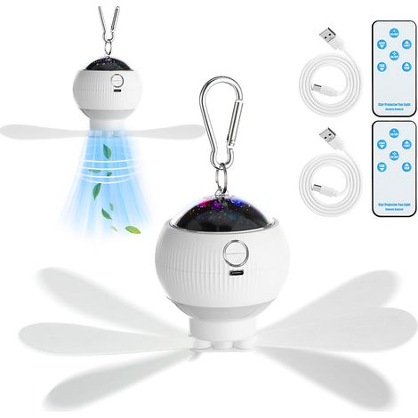2 ventilateurs de plafond suspendus d&aposextérieur avec télécommande, ventilateurs LED rechargeables, 3 vitesses de ventilation,blanc (1/5)