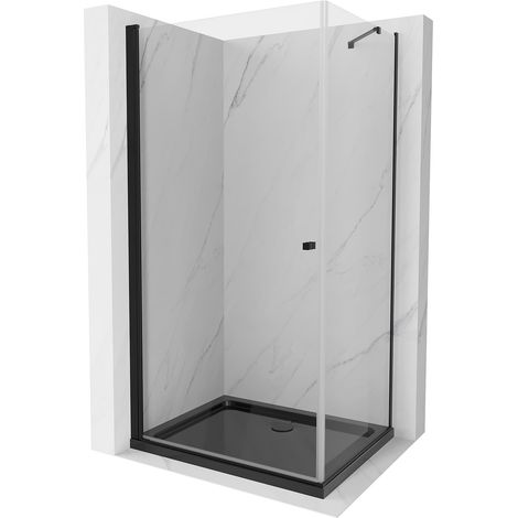 Mexen Pretoria Duschkabine schwenkbar 100 x 90 cm, transparent, schwarz + Duschwanne Flat, schwarz - 852-100-090-70-00-4070B (1/5)