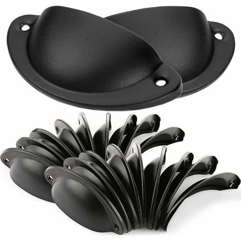 ELLE.20 pièces de poignées coquille rétro, poignées en fer (noir.8235MM) (1/5)