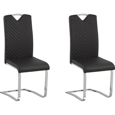 Set di 2 Sedie da Pranzo Cantilever in Pelle Sintetica Nero Picknes (1/5)