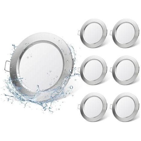 Spot LED encastrable plat Spots LED 6W IP44 encastrables Blanc chaud 3000K Spots encastrables set de 6 pour salon, salle de bain, bureau (1/5)