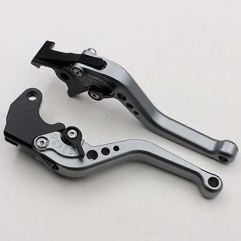 Convient pour la moto Boolean XB12R modifiée, poignée de frein et d'embrayage en alliage d'aluminium, klaxon de frein, accessoires de tige de traction (gris court) (1/5)
