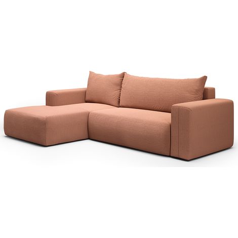 Ecksofa, links umwandelbar, 3-Sitzer, Truhe, Bliss Kupfer