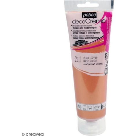 Peinture acrylique - PEBEO - DecoCrème - 120 ml - Cuivré - Finition Nacrée