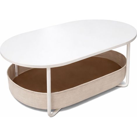 Ovaler Couchtisch mit Aufbewahrungskorb
