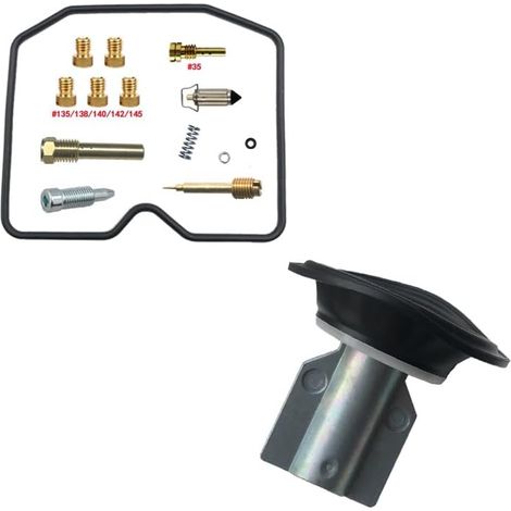 Kit de réparation de carburateur pour KVF300 Prairie 1999-2002 300 cm³  Kit + piston  Compatible avec KVF300 Prairie  monocylindre  carburateur CVK32  pointeau 16R30  gicleurs en laiton  joints en nit (1/4)