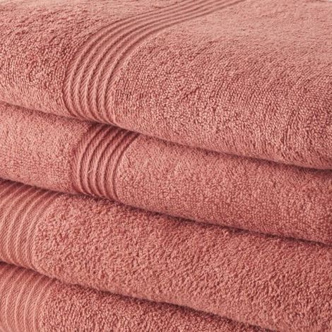 Serviette De Bain - Drap De Bain - Coton 100% - 50x100 cm Et 70x130 cm - Terracotta - Lot De 4 Pièces (1/2)