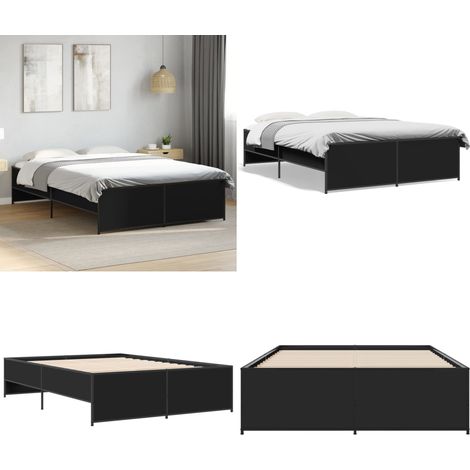 Bettgestell Schwarz 120x190 cm Holzwerkstoff und Metall - Betten - Doppelbett - Boxspringbetten - Lattenrost - Bettrahmen - Home & Living (1/5)