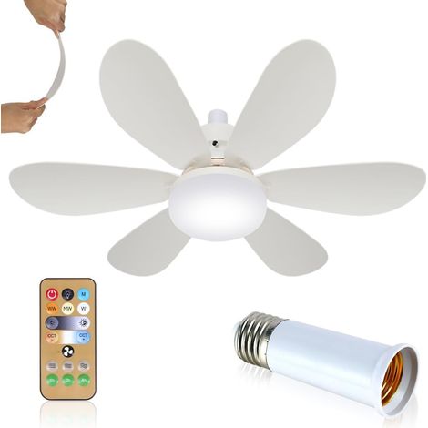 52cm Silencieux Ventilateur de Plafond avec Lumière et Telecommande, 40W Lampe Ventilateur Plafond avec Douille E27 3 vitesses 3 couleurs Dimmable 6 pales pour chambre,salon cuisine (52cm 40W) (1/5)