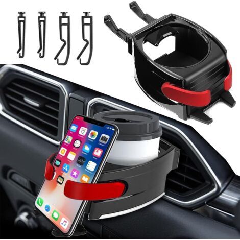 Support de Téléphone 2 en 1 pour Grille D'aération et Boissons, Support Universel pour Bouteille de Gobelet, Portable Universel pour Voiture, avec 3 Paires de Crochets Interchangeables (1/5)