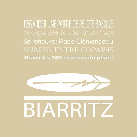 Tableau sur toile Biarritz beige 30x30 cm - Impression sur Toile Murale Décorative - Image imprimée en HD sur Toile - Toile sur Châssis en Bois FSC - Fabriqué en France