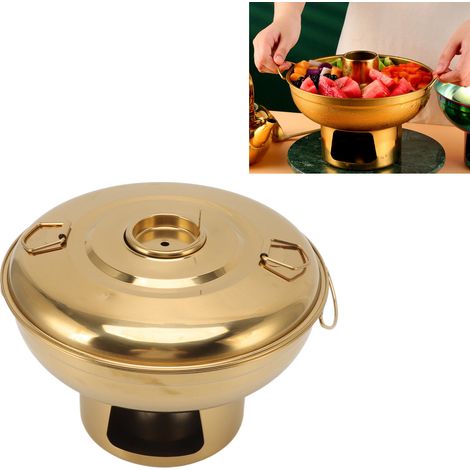 Pot à glace carbonique, pot à thé au lait tendance, charbon de bois portable, pot individuel style pékinois traditionnel, pot doré aux fruits (1/5)