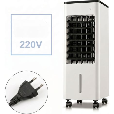 Ventilador portátil con pantalla LED, función de refrigeración, temporizador, mando a distancia, color blanco. (1/5)
